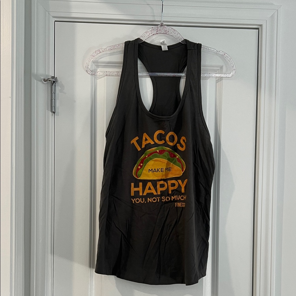 Next Level Apparel Black Tank Top with Yellow & Green Taco Graphic
